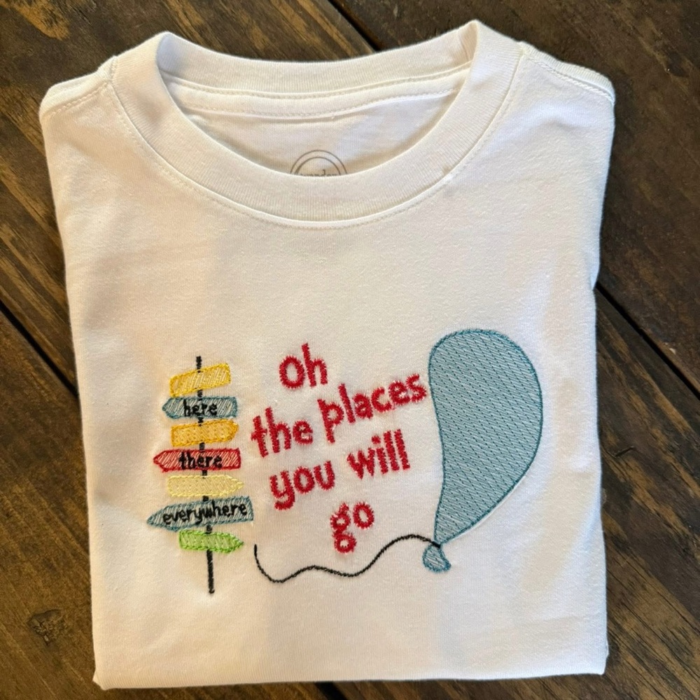 Embroidered White Kids Shirt inspired Dr. Seuss